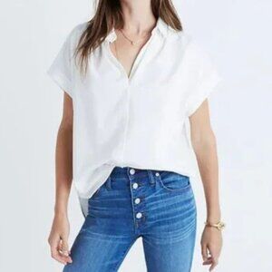 Madewell White Central Button Down Short Sleeve Shirt
